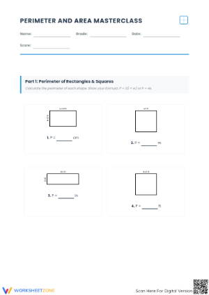 Essential Perimeter & Area Masterclass Worksheet | Gr. 4-7