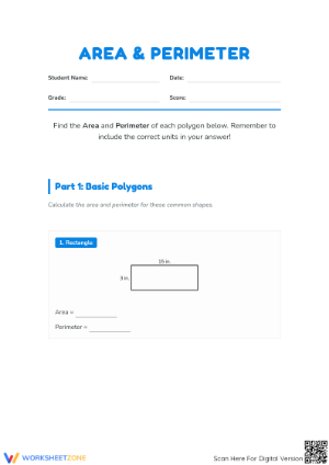 Essential Area and Perimeter Worksheet | Grades 3-9 Math