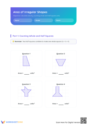 Essential Area Counting Squares Worksheet | Grade 3-5