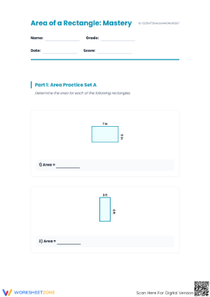 Essential Area of a Rectangle Mastery Worksheet | Grades 3-5