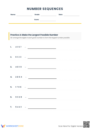 Printable Ascending and Descending Order Math Worksheet