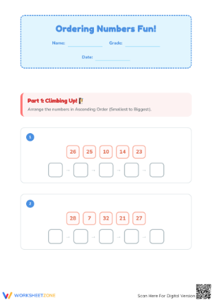 Essential Ascending & Descending Math Worksheet | Grade 1-2