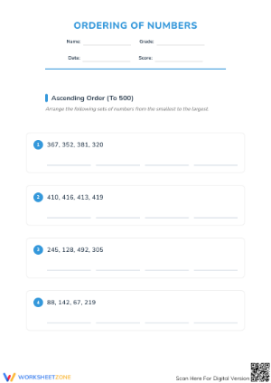 Ordering of numbers