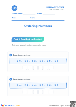 Ordering Numbers Worksheet – Ascending & Descending