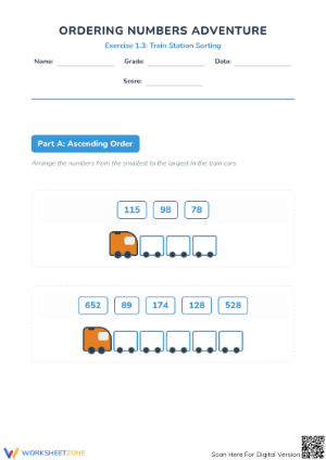 Train-themed Ordering Numbers