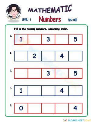Grade 1 Number: Ascending Numbers Worksheets