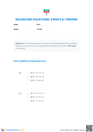 Balancing Equations Worksheet | Grade 6 Essential Math