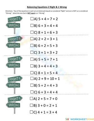 Balancing Equations 2 Right 1 Wrong
