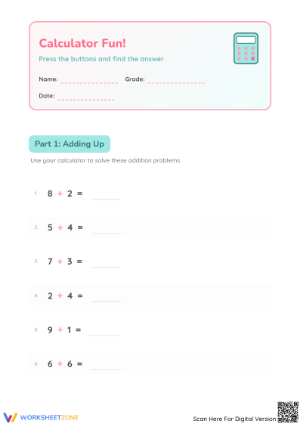 Grade 1 Addition — Printable No-Prep Worksheet