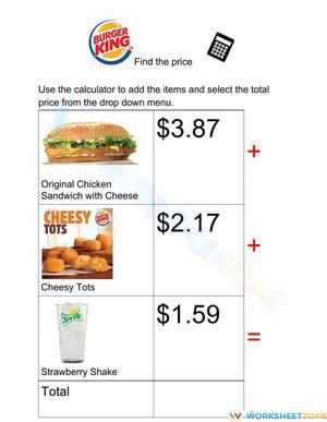Find The Price Burger