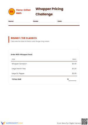 Essential Money Math Worksheet | Grade 5 Math