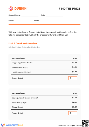 Essential Money Math Worksheet | Grades 5-8