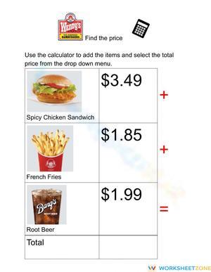 Find the Price Wendys 3