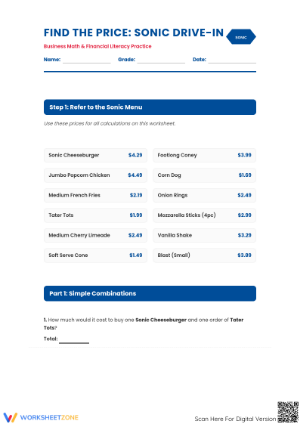 Grade 7 Money Math — Printable No-Prep Worksheet