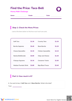 Grade 4 Money Word Problems — Printable No-Prep Worksheet