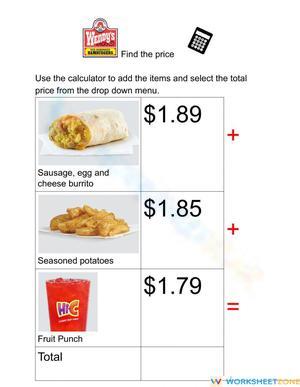 Find the price Wendys 6