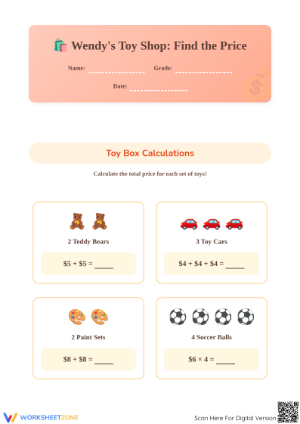 Grade 4 Money Math — Printable No-Prep Worksheet