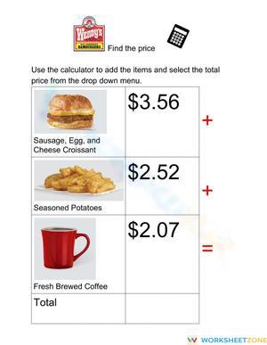 Find the price Wendy's 5