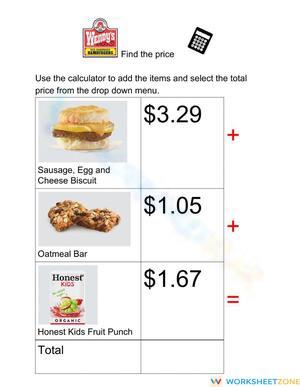 Find the Price Wendys 2