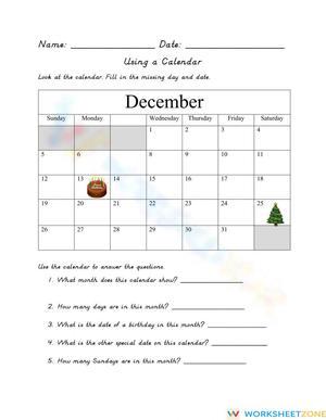 Using a Calendar 1