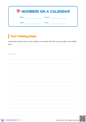 Kindergarten Calendar Math — Printable No-Prep Worksheet