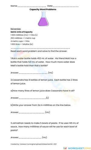 Capacity Word Problems