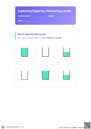 Essential Capacity Worksheet | Grade 1 Math