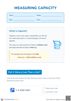 Measuring Capacity Worksheet | Grade 3 Essential Guide