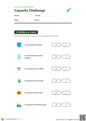 Capacity and Volume Worksheet | Grade 4 Essential