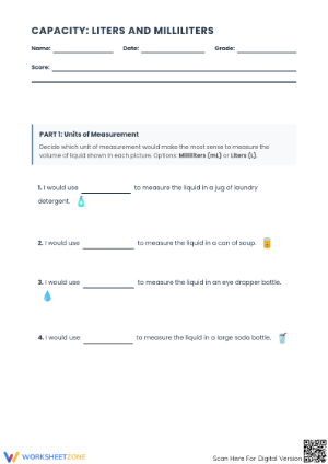 Milliliters vs Liters Worksheet | Essential Grade 4 Math