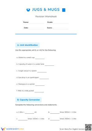 Grade 4 Volume & Capacity — Printable No-Prep Worksheet