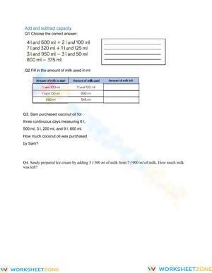 Addition and subtraction of capacity