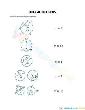 Arcs and Chords Geometry Practice Worksheet
