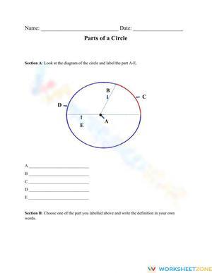 Identifying Parts of a Circle Worksheet