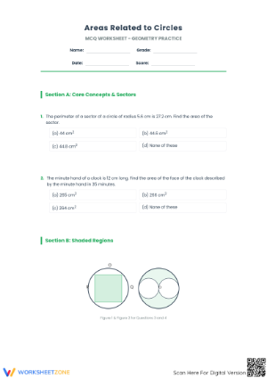 Printable Area of Circles Worksheet | High School Geometry
