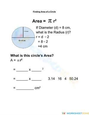 Finding Area of a Circle Practice