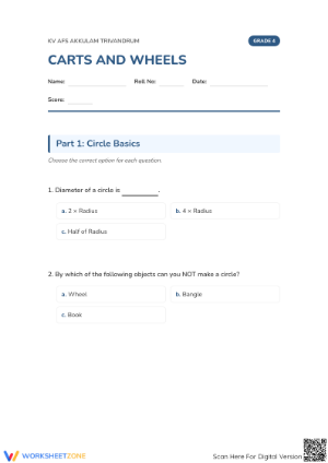 Printable Circle Properties Worksheet | Grade 4 Math
