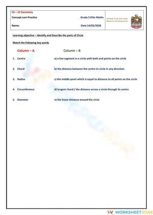 Labeling Parts of the Circle Practice