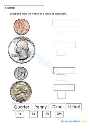 Coin names and values