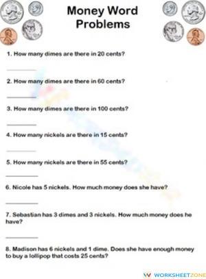 Coins worksheet