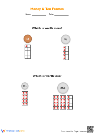 Grade 1 Coin Values — Printable No-Prep Worksheet