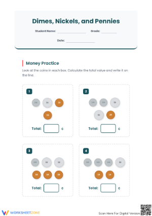 Counting Dimes, Nickels, and Pennies | Essential Grade 3