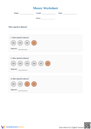 Counting Dimes and Pennies Worksheet | Grade 3 Essential