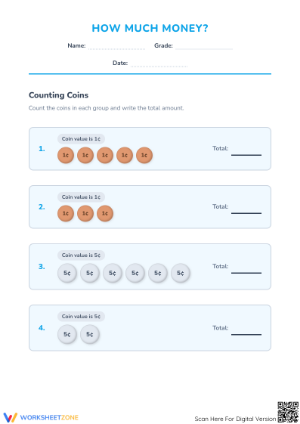 Counting Coins Worksheet | Grade 2 Essential Math
