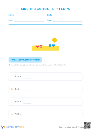 Printable Commutative Property Worksheet | Grade 3 Math