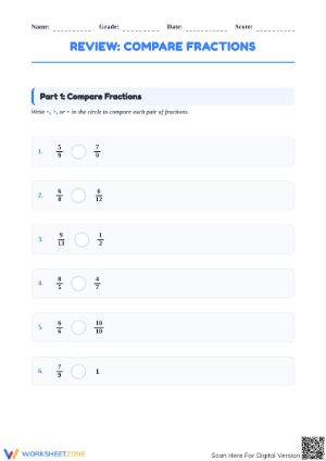 Comparing fractions Practice