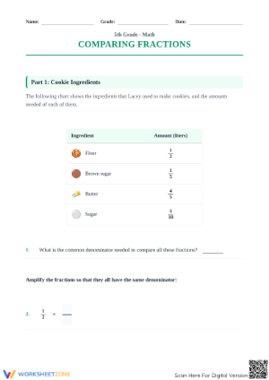 Grade 4 Comparing Fractions — Printable No-Prep Worksheet