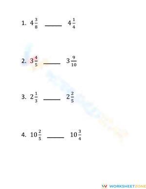 Comparing Fractions Mixed Numbers