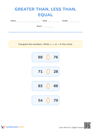 Printable Comparing Numbers Worksheet | Grade 2 Math