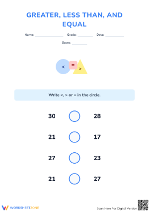 Printable Comparing Numbers Worksheet | Grade 1 Math